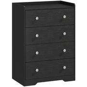 HOMCOM 4 Drawer Chest of Drawers, Modern Dresser for Bedroom, Storage Cabinet for Living Room Entryway, Black Wood Effect