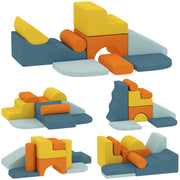 AIYAPLAY 9-Piece Soft Play Set, Kids Soft Play Foam Blocks with Detachable Cover for Climbing and Crawling