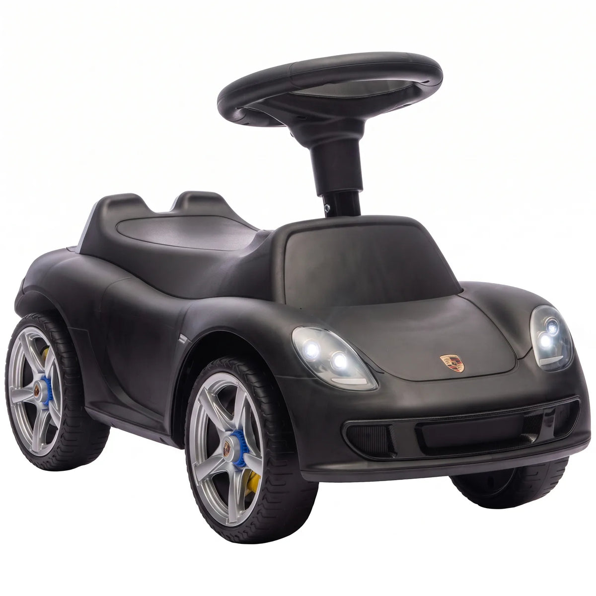 AIYAPLAY Ride on Car, Porsche Licensed Toddler Push Car with Horn, Headlights, Sound and Steering Wheel for 18-36 Months, Matte Black