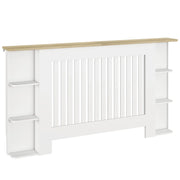 HOMCOM Radiator Cover with Open Storage Shelves, Vertical Slatted Cabinet Shelf Heater Cover for Living Room, Hallway, Large, White