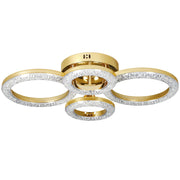 HOMCOM 4-Ring LED Ceiling Light, Flush Mount Ceiling Light with 3 Colour Temperatures, Gold Tone