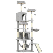 PawHut Cat Tree, 192 cm Large Multi-Level Cat Tower for Indoor Kittens with 8 Scratching Posts, 3 Plush Beds, 2 Hammocks