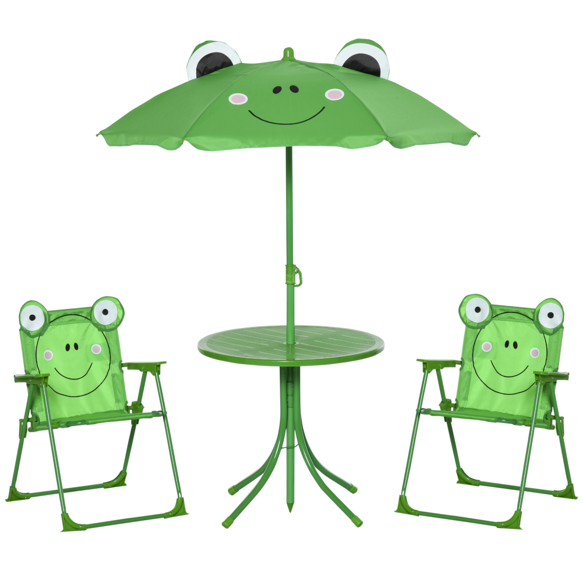 cortex-london-kew-frog-kids-metal-picnic-table-set-green-foldable-umbrella