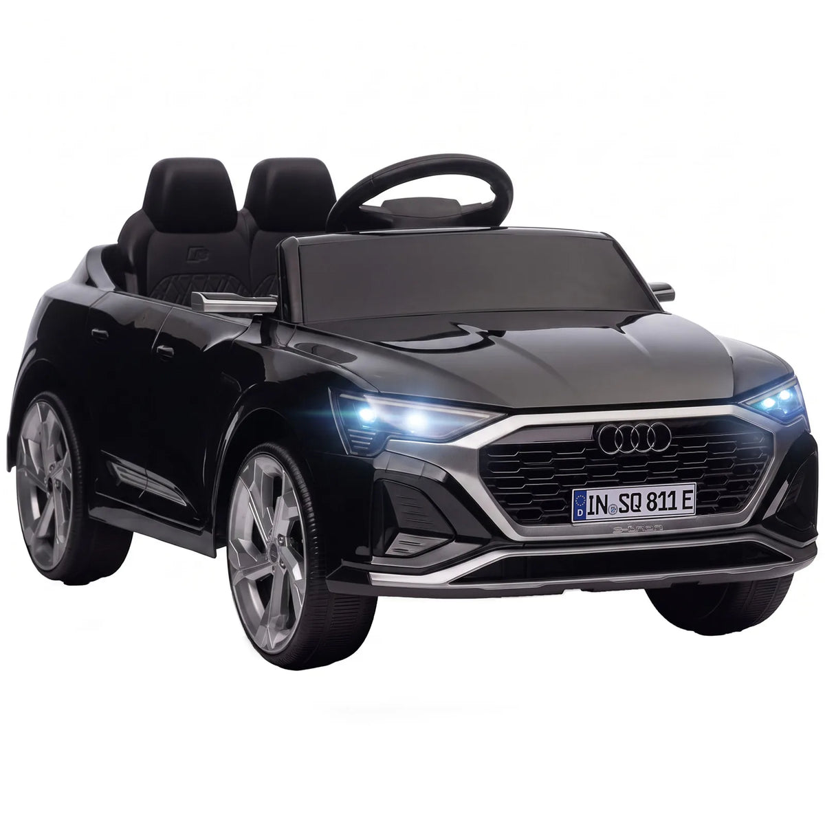 AIYAPLAY Audi Q8 etron Sportback Licensed Ride on Car with Remote Control, Four-Wheel Suspension, Soft Start for Ages 3-4, Black