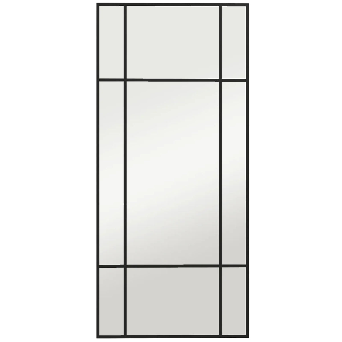 HOMCOM Decorative Grid Wall Mirror, with Back Hooks - Black