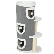 PawHut 101 cm Cat Tree with Sisal Scratching Posts, 3 Barrel Condos, 3 Platforms, for Indoor Cats to Rest and Play