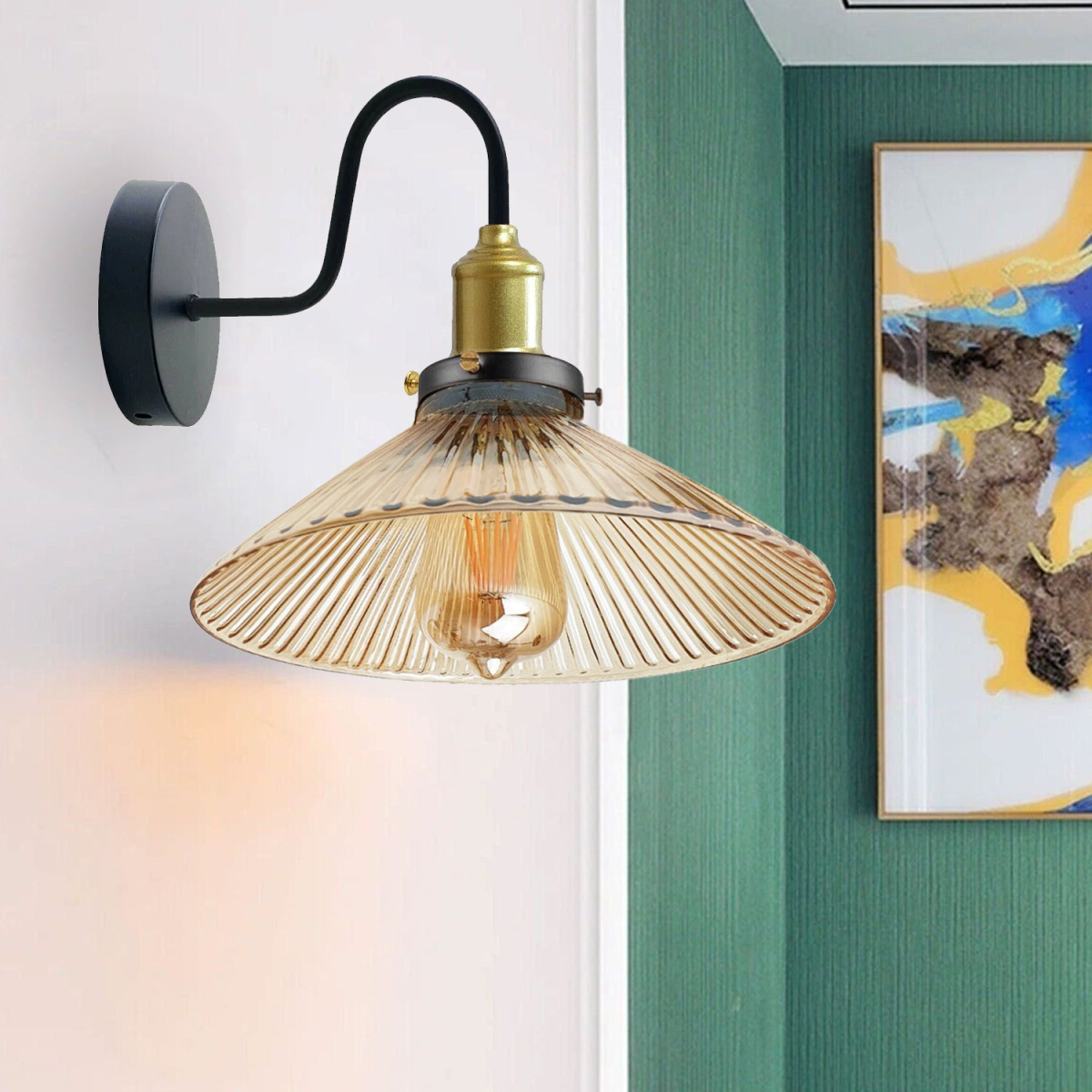 cortex-london-kensington-amber-ribbed-glass-wall-light-metal-e27