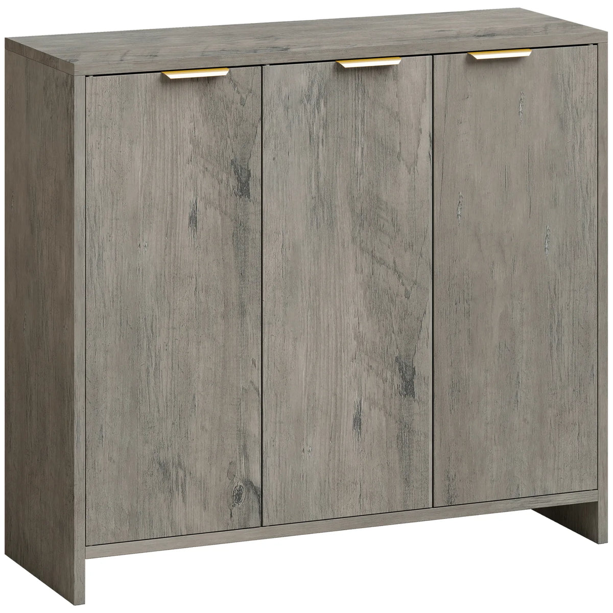 HOMCOM Sideboard Cabinet, Modern Storage Cabinet with 3 Doors and Adjustable Shelves for Living Room, Dining Room, Grey