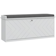 HOMCOM Shoe Bench with Flip Drawer, Cushion, 10 Pairs for Entryway White