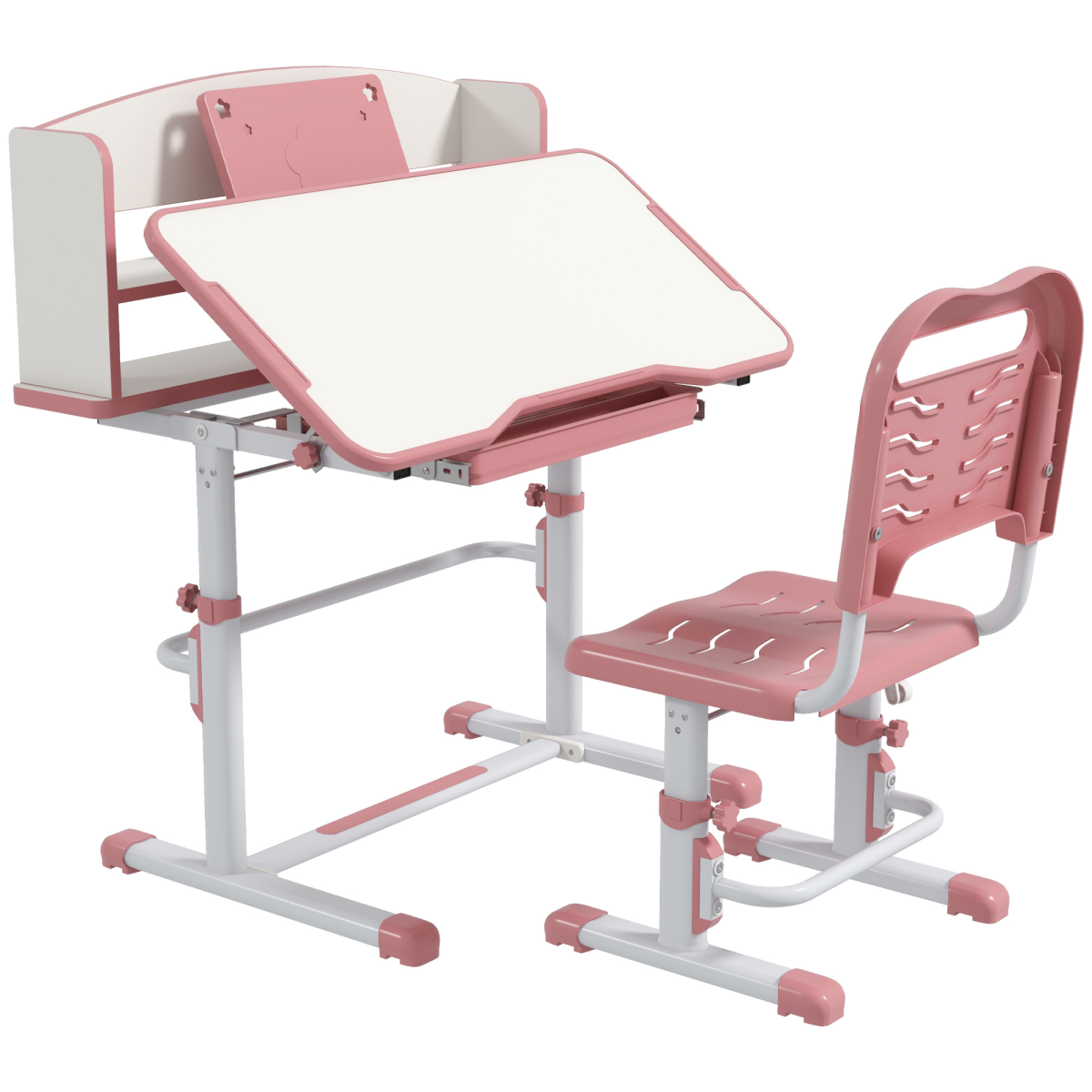 cortex-london-zonekiz-pink-height-adjustable-kids-desk-and-chair-set-with-drawer-bookshelf