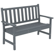 Outsunny 2 Seater Plastic Garden Bench, Outdoor Patio Bench with Armrest and Backrest, Weatherproof Outdoor Furniture for Balcony