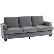 HOMCOM 3 Seater Sofa, Fabric Sofa with USB Ports and Cup Holders, Grey