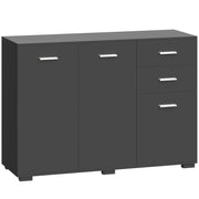 HOMCOM Sideboard, Modern Storage Cabinet with 2 Drawers, 3 Doors and Adjustable Shelves, Black