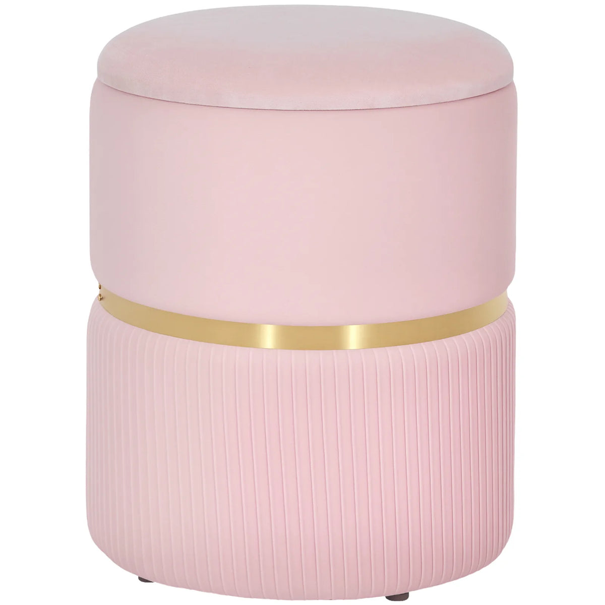 HOMCOM Velvet-Feel Storage Ottoman - Pink