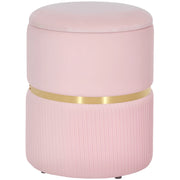 HOMCOM Velvet-Feel Storage Ottoman - Pink