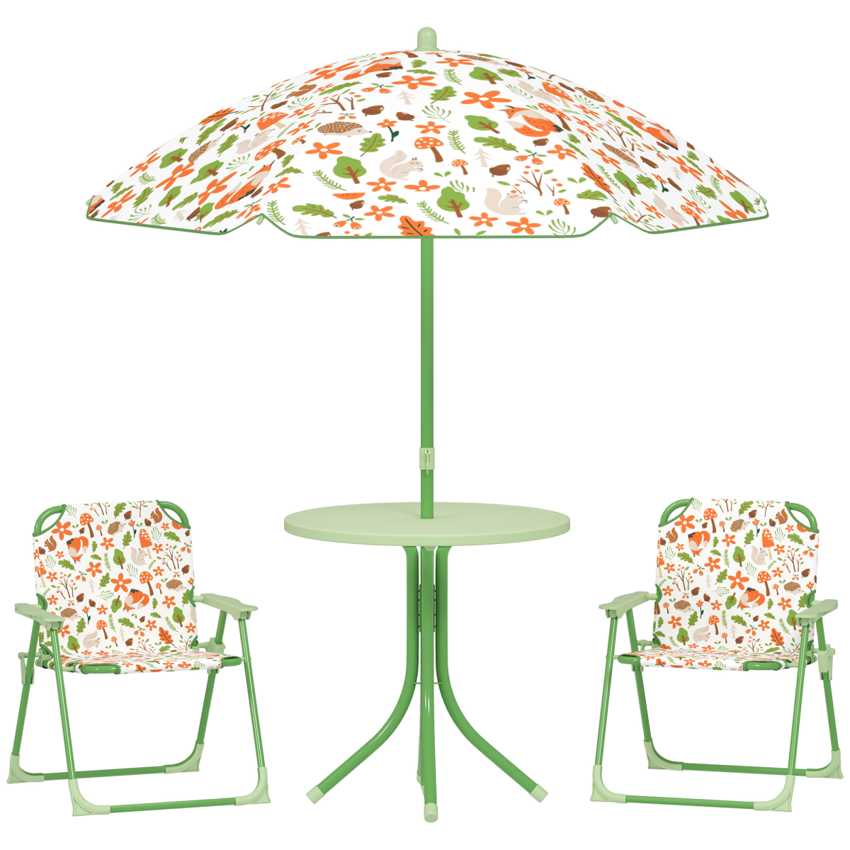 cortex-london-windsor-fox-kids-outdoor-table-chairs-parasol-set-green
