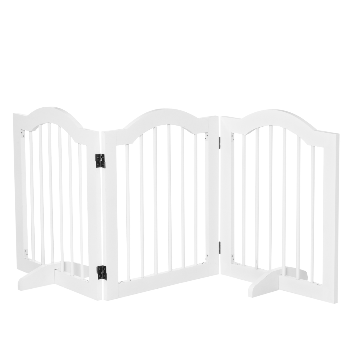 cortex-london-windsor-three-panel-freestanding-dog-gate-solid-wood-black-finish-support-feet