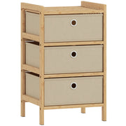 HOMCOM Chest of Drawers, 3 Fabric Drawers Narrow Dresser with Bamboo Frame, Cream White