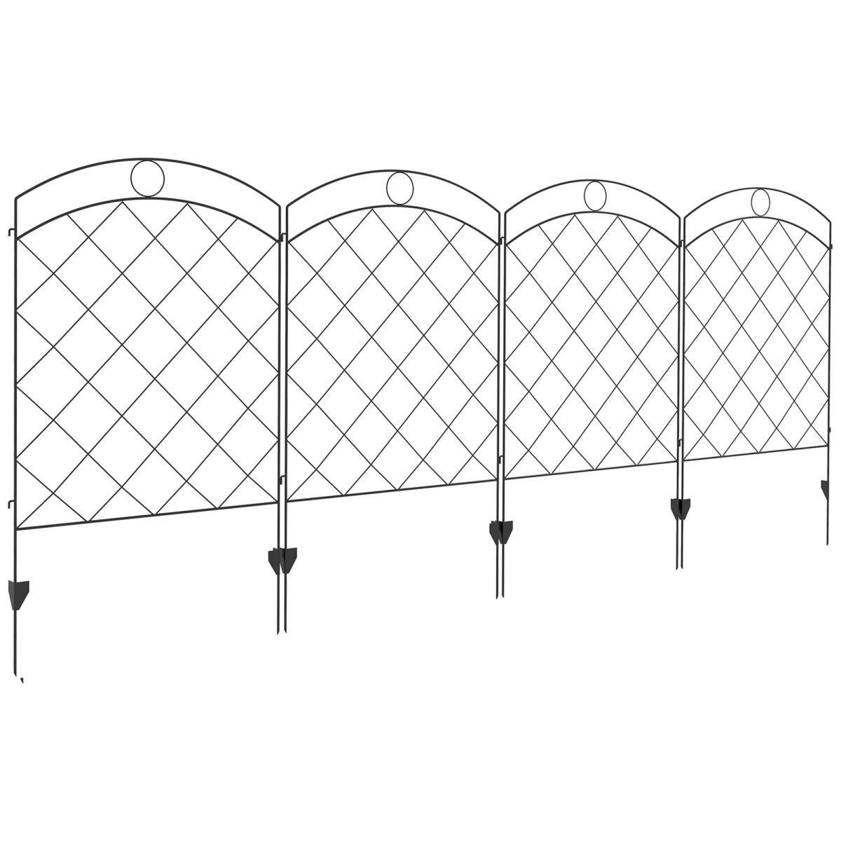 cortex-london-windsor-steel-garden-border-edging-fence-4-piece-black