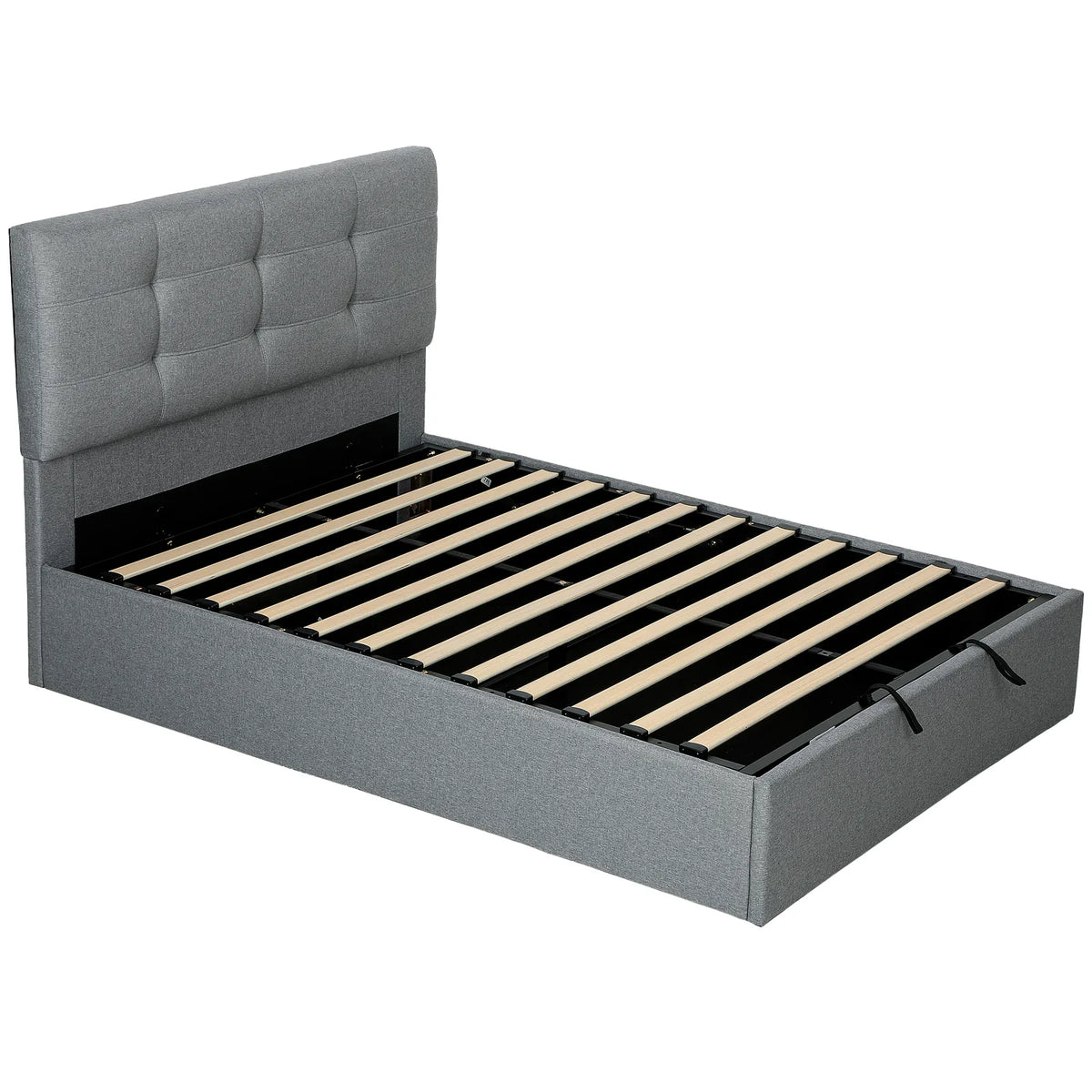 HOMCOM 4ft6 Double Ottoman Bed with Gas Lift Storage - Grey