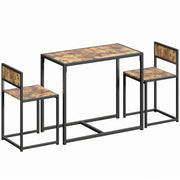 HOMCOM 3 Piece Table Stool Set - Rustic Brown