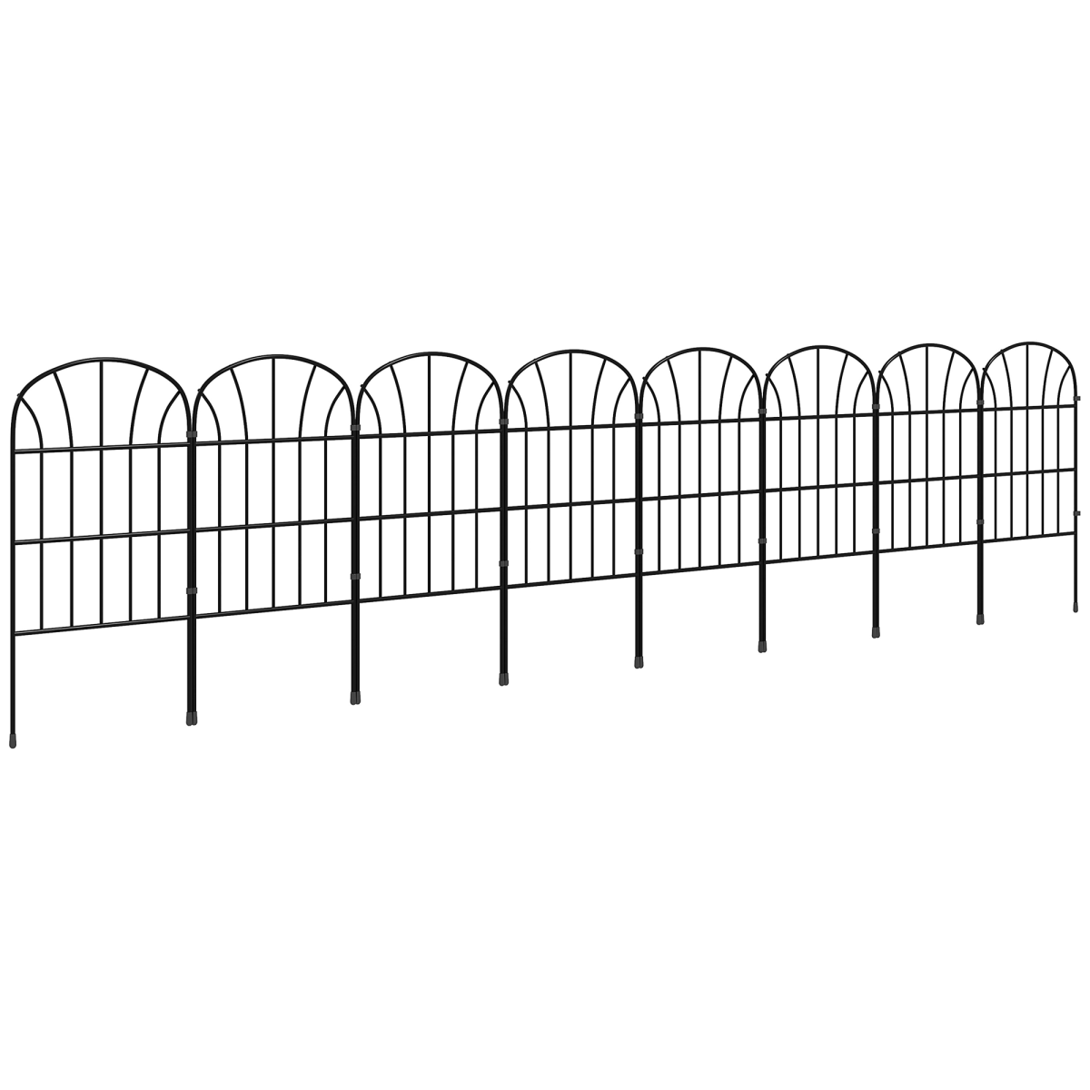 cortex-london-windsor-metal-garden-border-edging-fence-8-piece-black