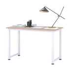Computer Desk W/ White Metal Frame MDF, 120W x 60D x 76Hcm-Oak Grain Tone