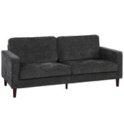 HOMCOM 3 Seater Sofa Button Tufted Upholstered Couch with Wood Legs for Living Room, Dark Grey