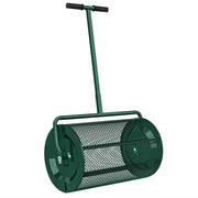 Outsunny Compost Spreader, 24" Peat Moss Spreader with Height Adjustable T Shaped Handle and Metal Mesh Basket, Garden Spreader for Seeding, Spreading Manure, Green