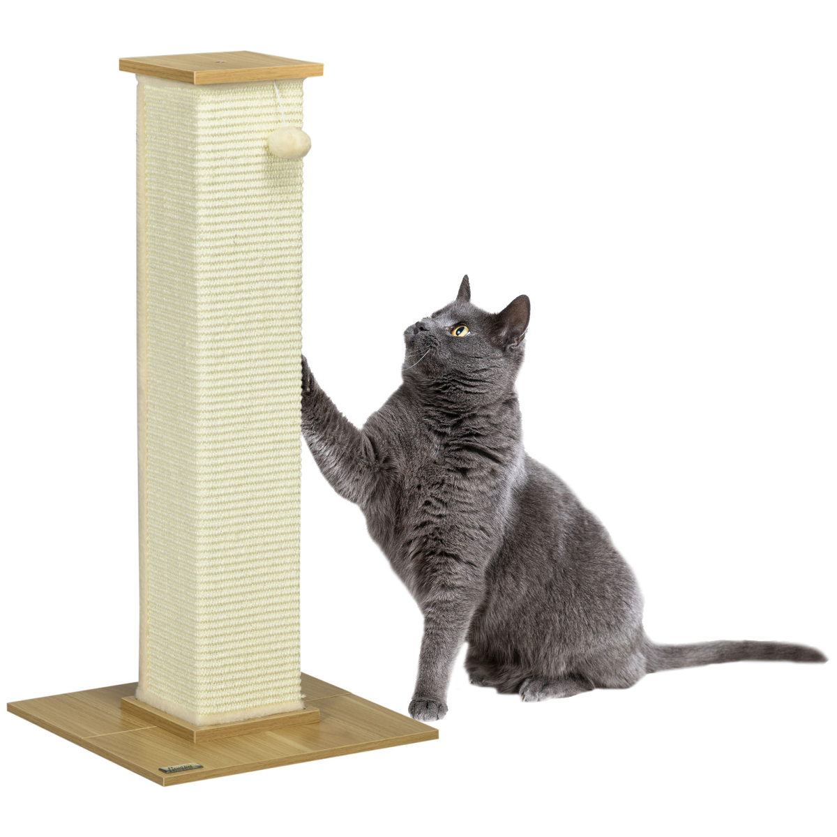 cortex-london-windsor-80cm-sisal-cat-scratching-post-toy-ball-oak-tone-cream-white