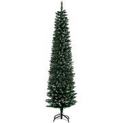6.5FT Artificial Snow Dipped Christmas Tree Pencil Foldable Black Stand Green