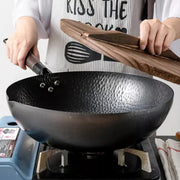 32CM Household Pure Iron Wok Non Coated Cast Iron Pan for Gas Induction Cookers~