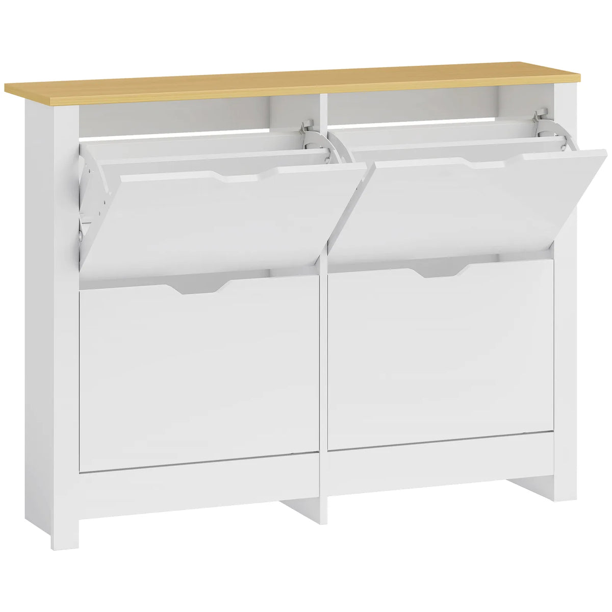 HOMCOM Slim Shoe Cabinet, Narrow Shoe Cupboard with 4 Flip Drawers, Adjustable Shelves for 16 Pairs of Shoes, White