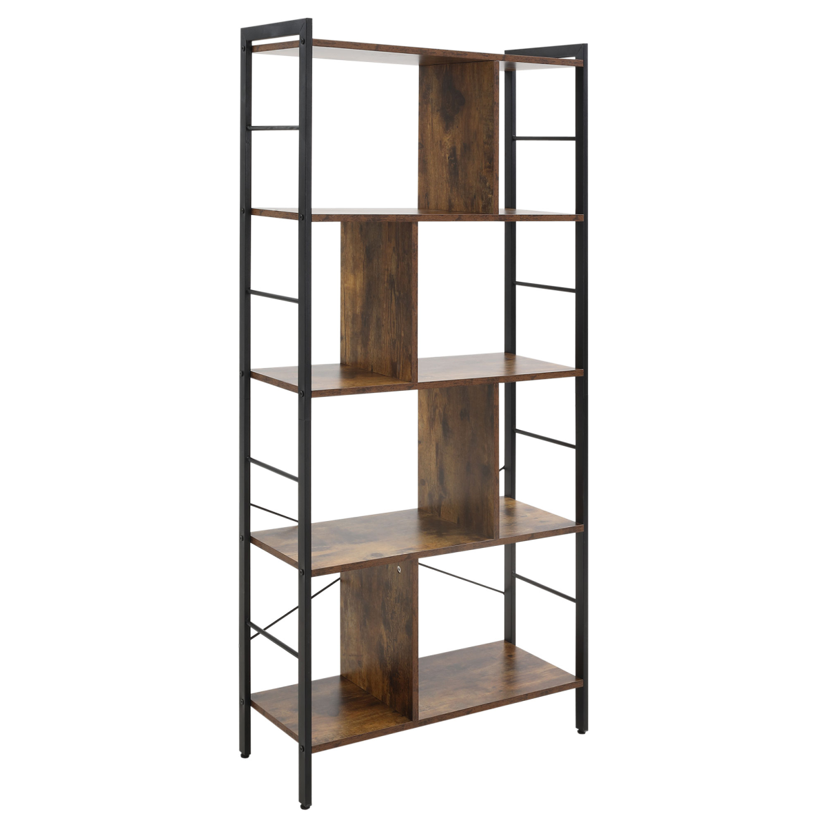 cortex-london-york-industrial-five-tier-storage-bookcase-brown-black-metal-frame