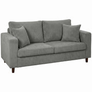 HOMCOM Loveseat Sofa with Wide Seat, Corduroy 2 Seater Couch with Deep Seat, Spring Cushion, Light Grey