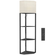 HOMCOM Corner Floor Lamp with Shelves and Lights, Modern Dimmable Standing Lamp with 3000K/4000K/6000K Colour Temperature