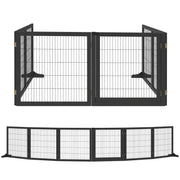PawHut Wooden Pet Gate, Freestanding Dog Security Barrier with Two Support Feet - Black