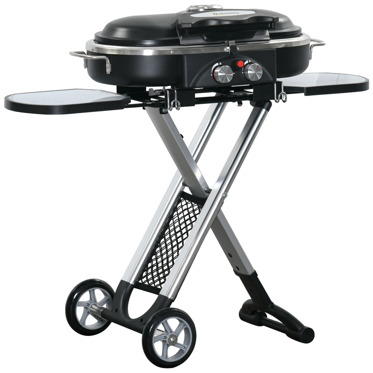 cortex-london-windsor-foldable-2-burner-gas-bbq-grill-trolley-side-shelves