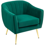 Fabric Single Sofa Arm Chair Upholstered Flocking Wood Leg Living Room Furniture