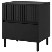 HOMCOM Bedside Cabinet, Bedside Table with 2 Drawers, Storage and Steel Legs for Bedroom, Living Room, Black