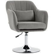 HOMCOM Retro Velvet Swivel Tub Chair with Steel Frame, Cushion Seat, Grey