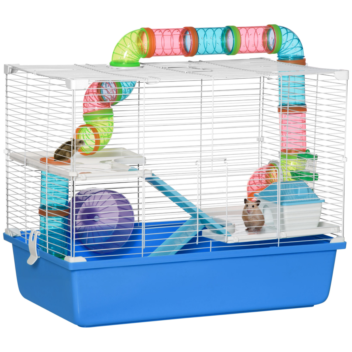 cortex-london-kensington-hamster-cage-blue-tubes-exercise-wheel-water-bottle