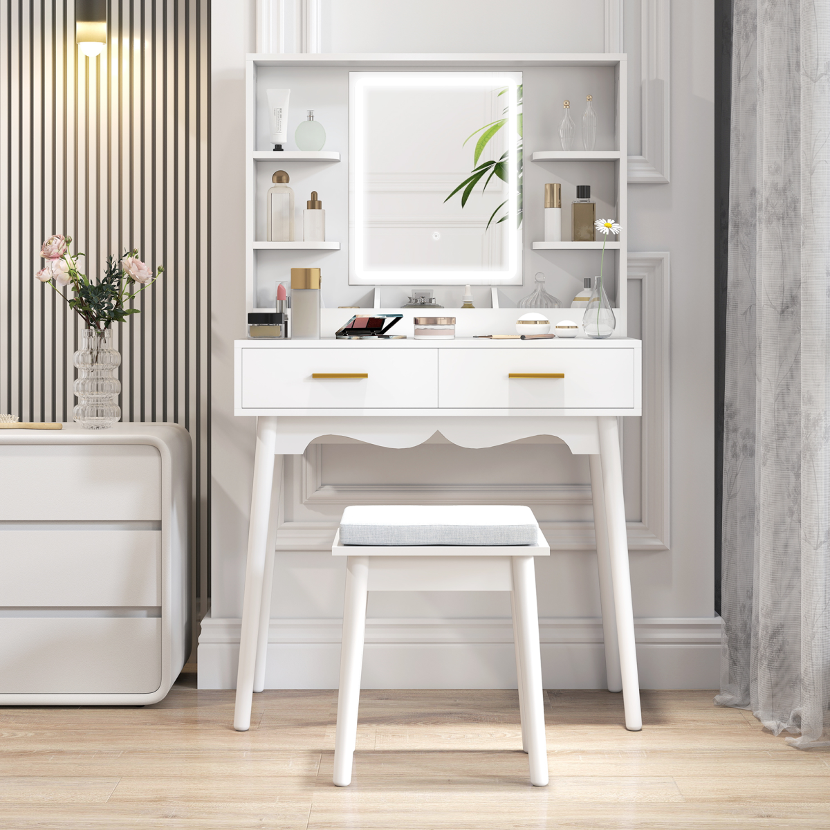 cortex-london-windsor-led-dressing-table-stool-white