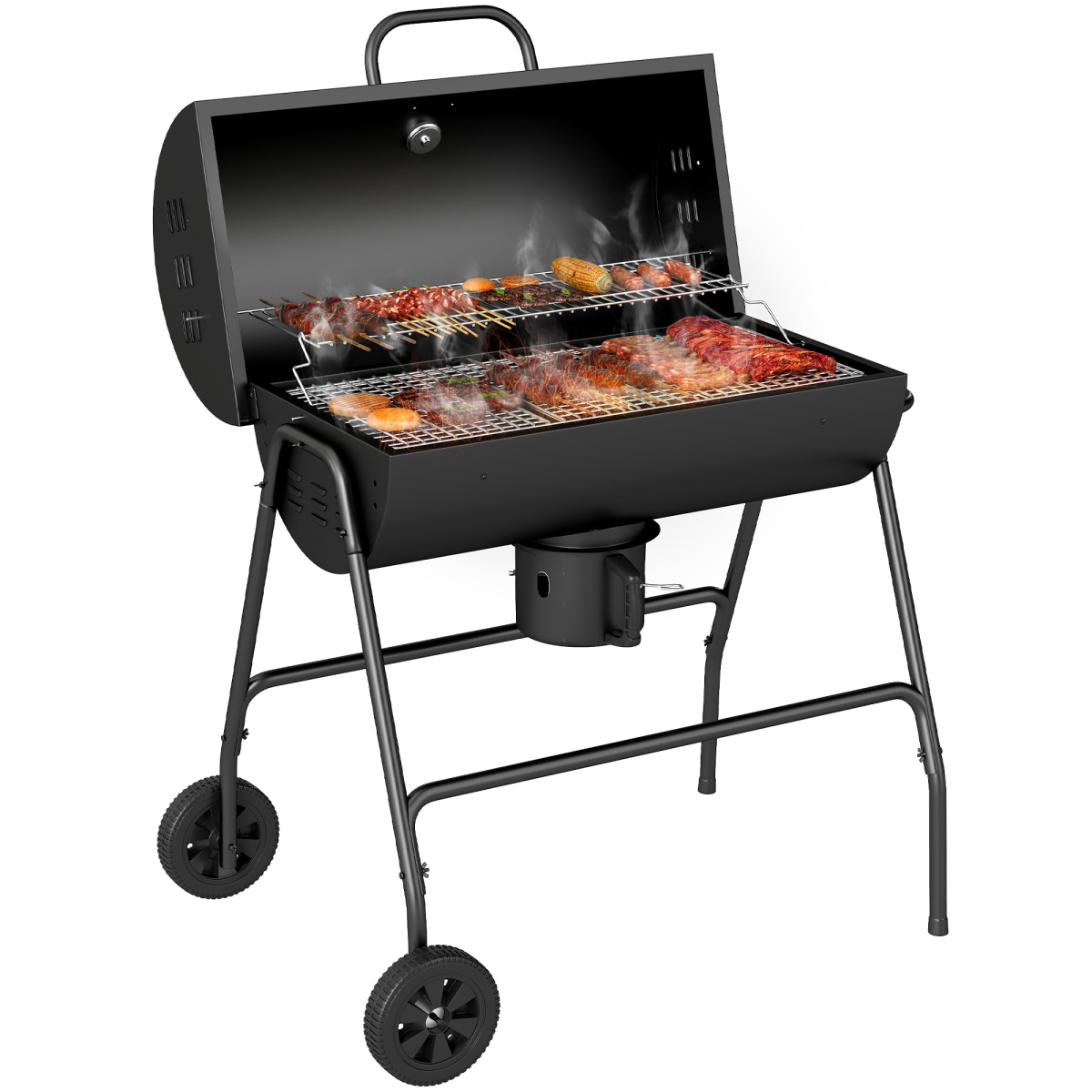 cortex-london-windsor-barrel-charcoal-barbecue-grill-trolley-black
