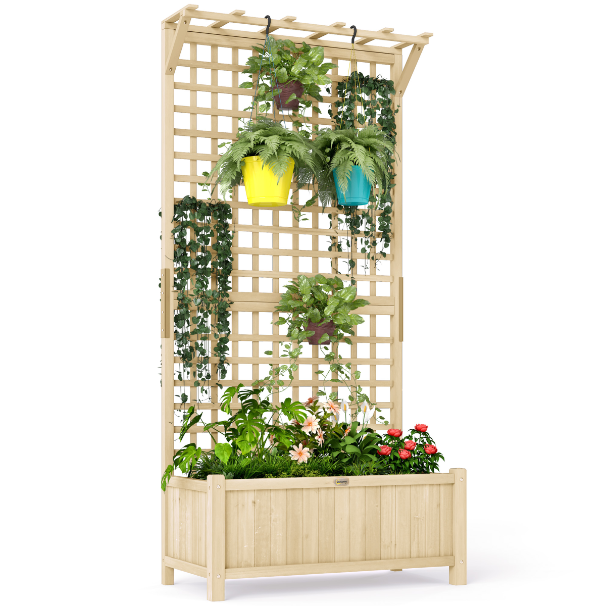 cortex-london-york-fir-wood-planter-trellis-garden-box-natural-wood-finish