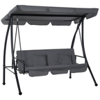 2-in-1 Patio Swing Chair Lounger 3 Seater Hammock Bed Dark Grey Cushion