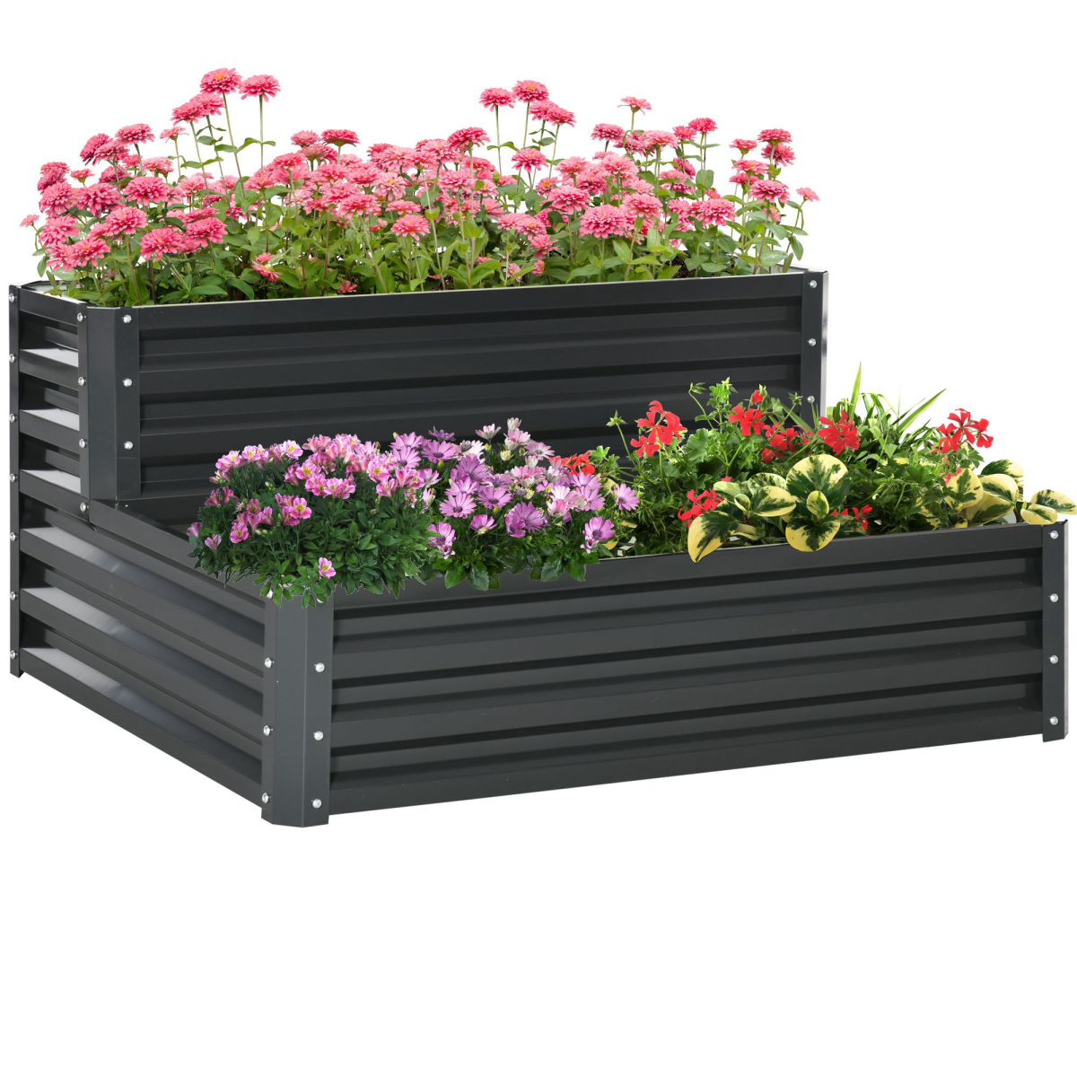 cortex-london-york-two-tier-galvanised-raised-garden-planter-dark-grey