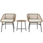Outsunny Rattan Bistro Set, Small Balcony Furniture with Cushion, Light Grey