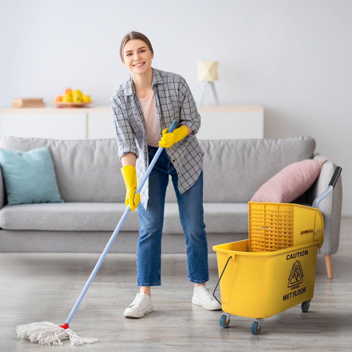 cortex-london-york-mop-water-bucket-wringer-cart-yellow-20-litre