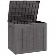 Outsunny 97L Plastic Garden Storage Box, Outdoor Storage Box with Handles, Waterproof Outdoor Storage Container, Brown